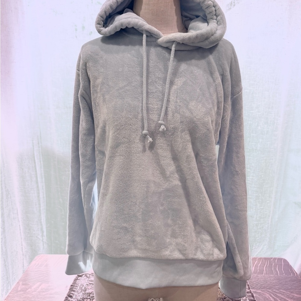 Cozy Light Blue Velour Hoodie